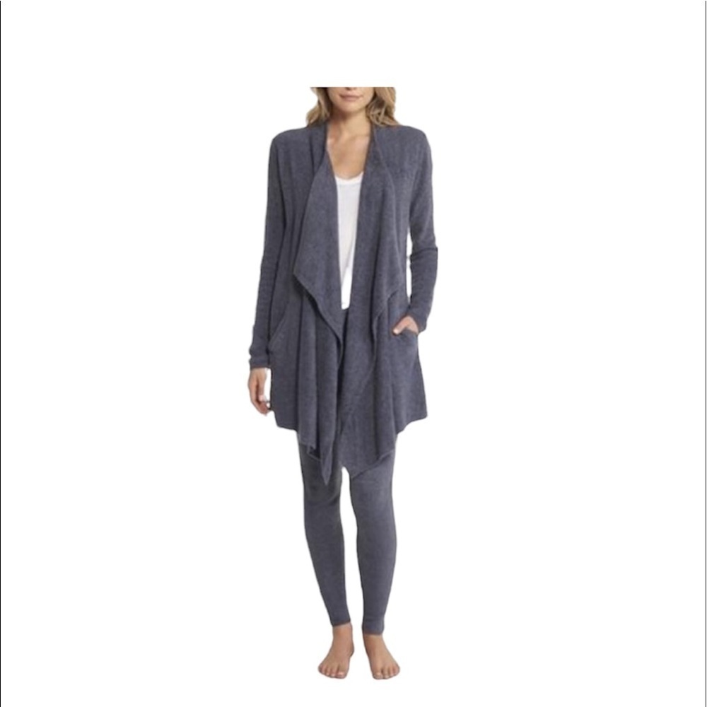 Barefoot Dreams Cozychic Lite Island Wrap Cardigan Pacific Blue Small Medium